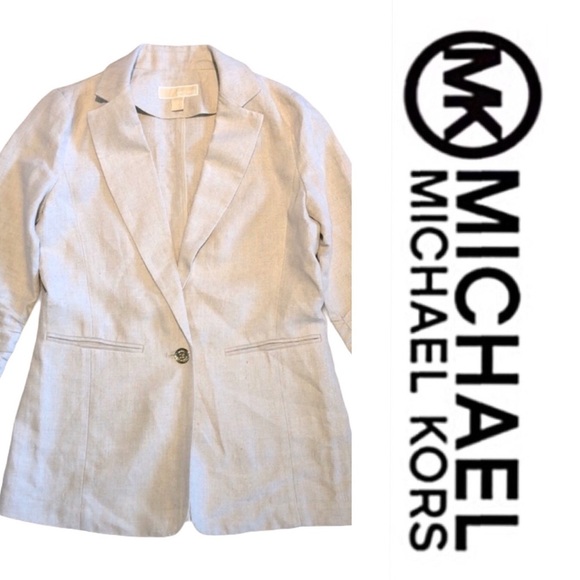 Michael Kors Linen Neutral Hemp  Blazer - Picture 12 of 13